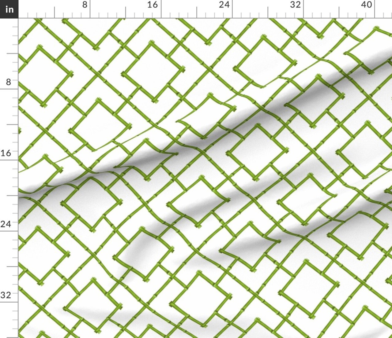 Chinoiserie Spring Green Classic Geometric Custom Printed Fabric by Spoonflower Various Fabrics by the Yard or Fat Quarter